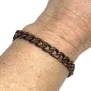 Vintage Solid Copper Marked Curb Link Chain Bracelet 7.5"L